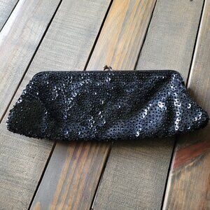 Express Black Sequined Clutch